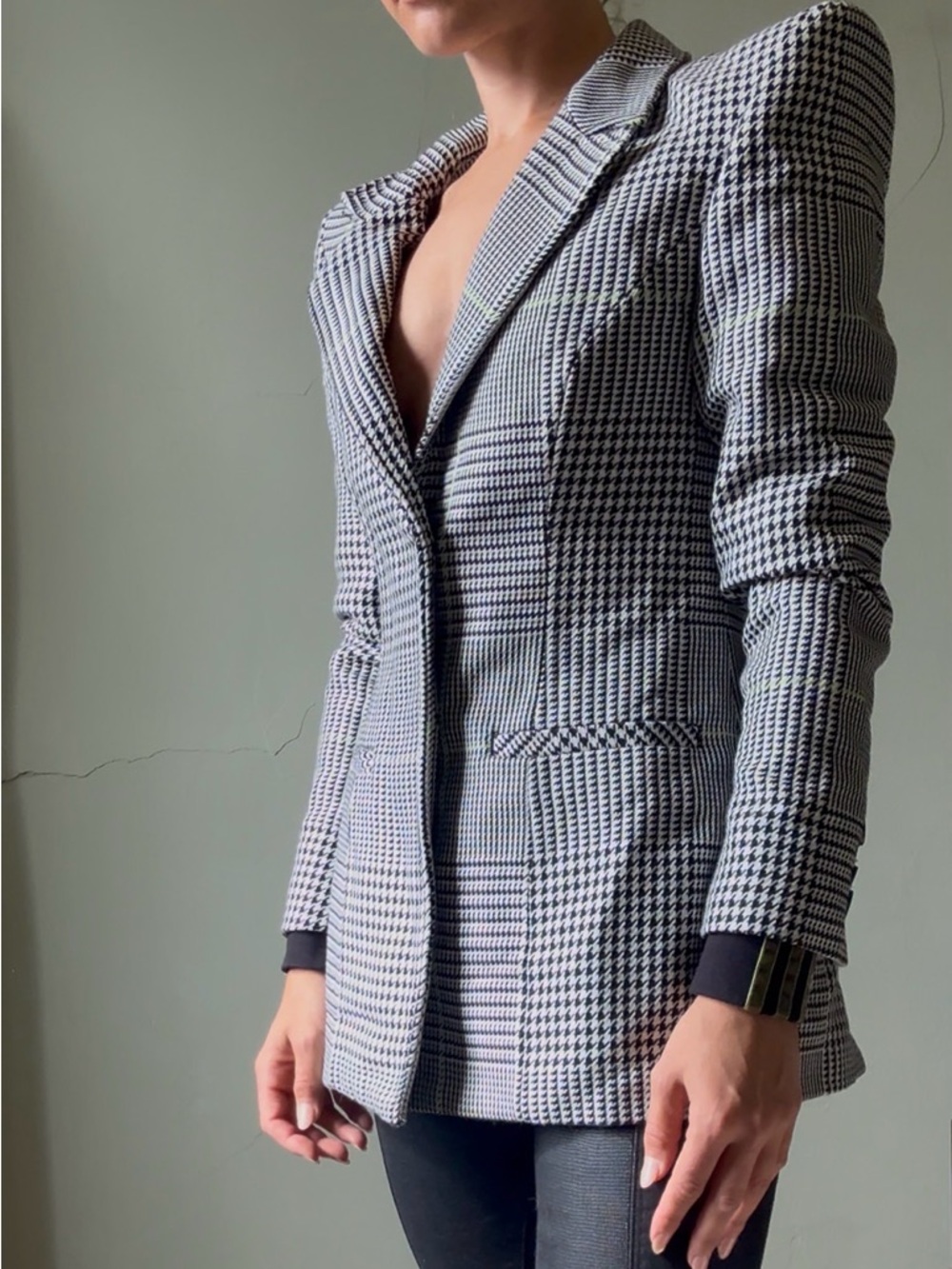 Adidas x IVY PARK Houndstooth Blazer in Black & White